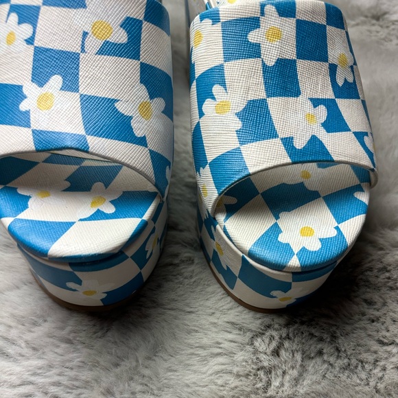 Larroude BlueWhite Checkered Daisy Miso SuperChunky Platforms NWOT Size 8.5 - Picture 8 of 16